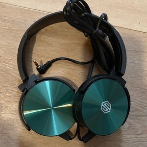 Stylish Black and Teal Over-Ear Headphones
